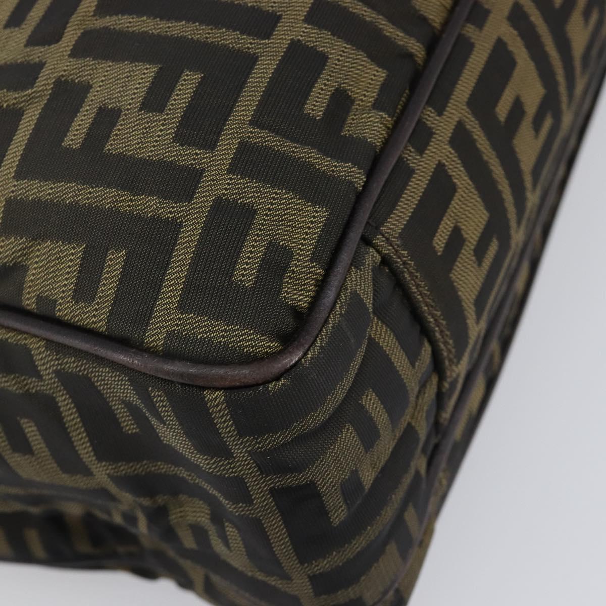 FENDI Zucca Canvas Hand Bag Black Brown Auth hk4024