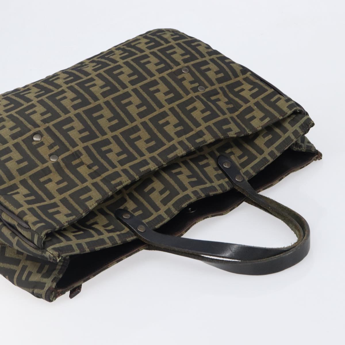 FENDI Zucca Canvas Hand Bag Black Brown Auth hk4024