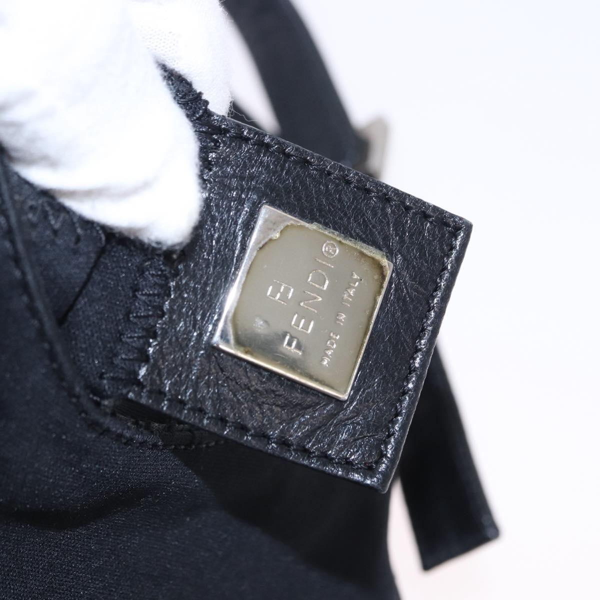 FENDI Shoulder Bag Cotton Jersey Black Silver Auth hk4025