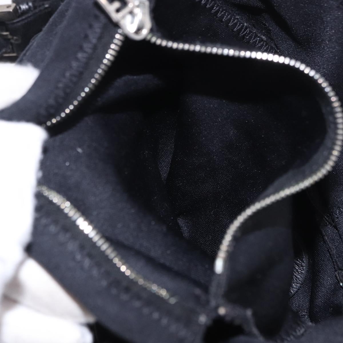 FENDI Shoulder Bag Cotton Jersey Black Silver Auth hk4025