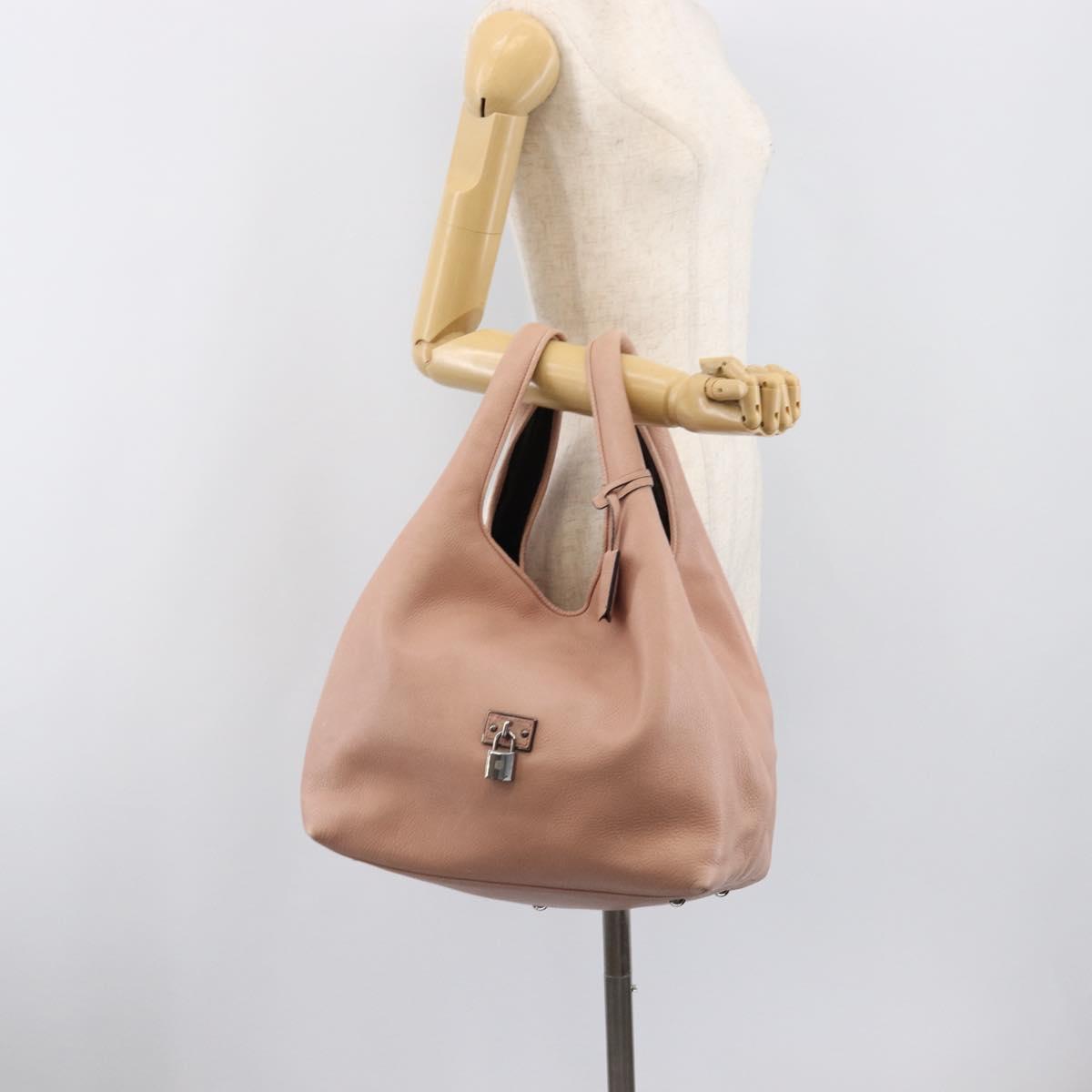 LOEWE Kaliyu GM Hand Bag Leather Pink Silver Auth hk4026A