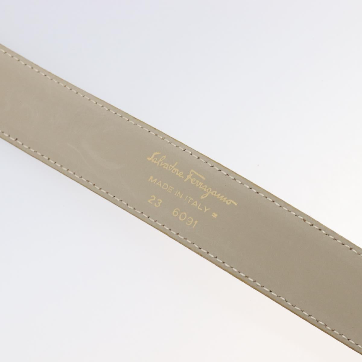 Salvatore Ferragamo Gancini Belt Leather 29.5"" Beige Gold Auth hk4030