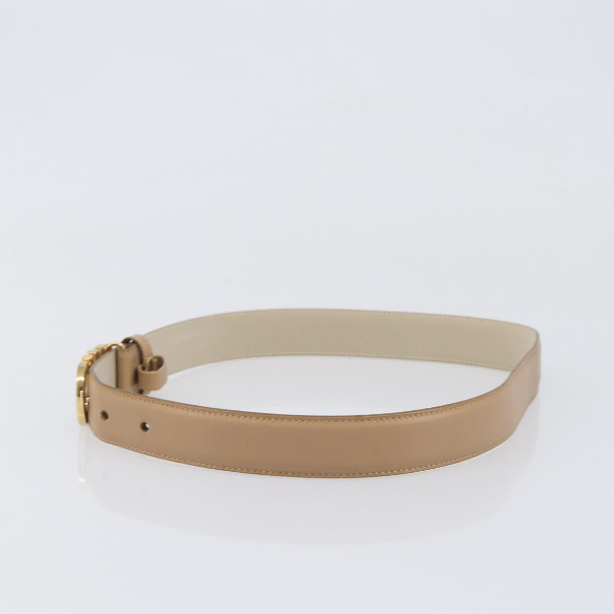 Salvatore Ferragamo Gancini Belt Leather 29.5"" Beige Gold Auth hk4030