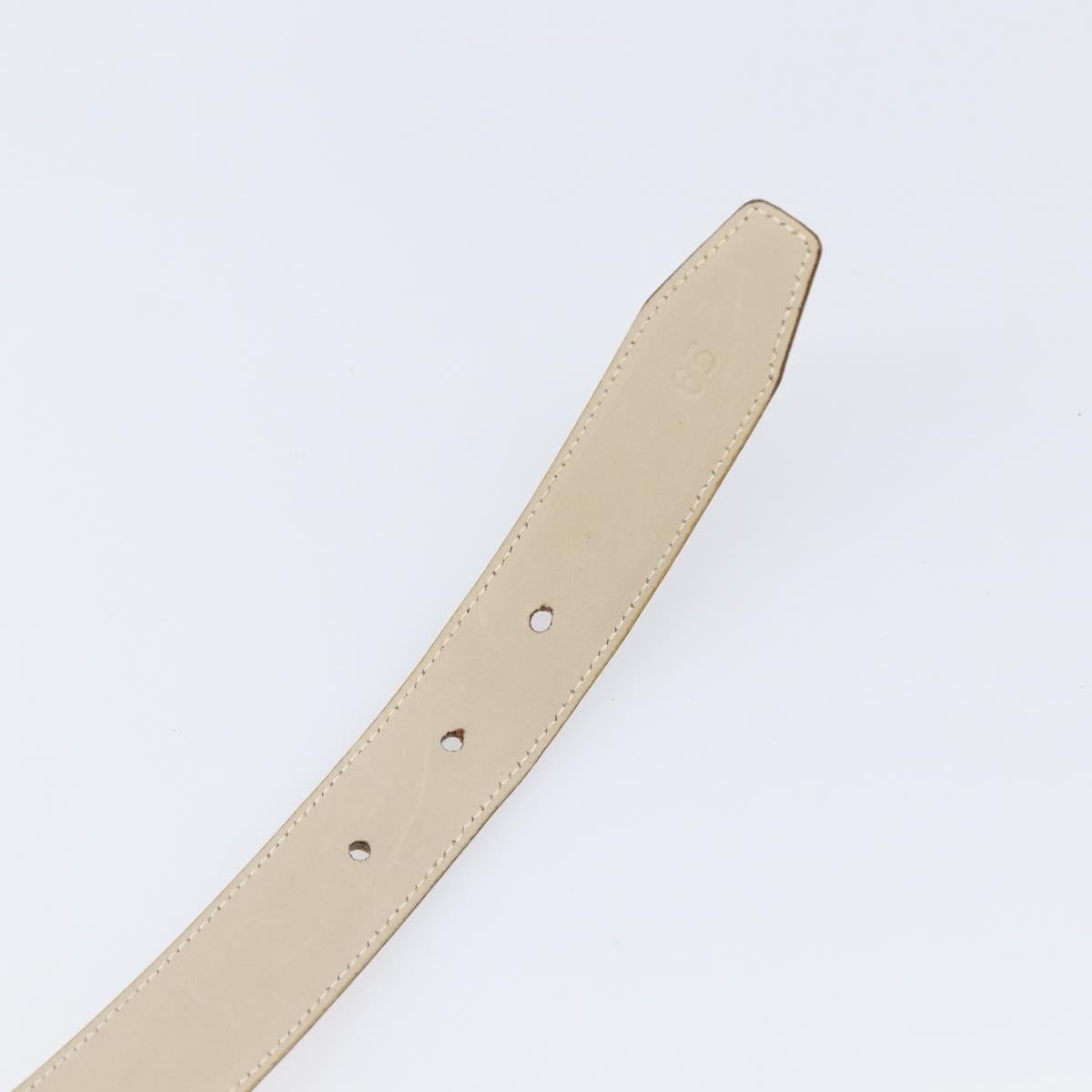 Salvatore Ferragamo Gancini Belt Leather 29.5"" Beige Gold Auth hk4030