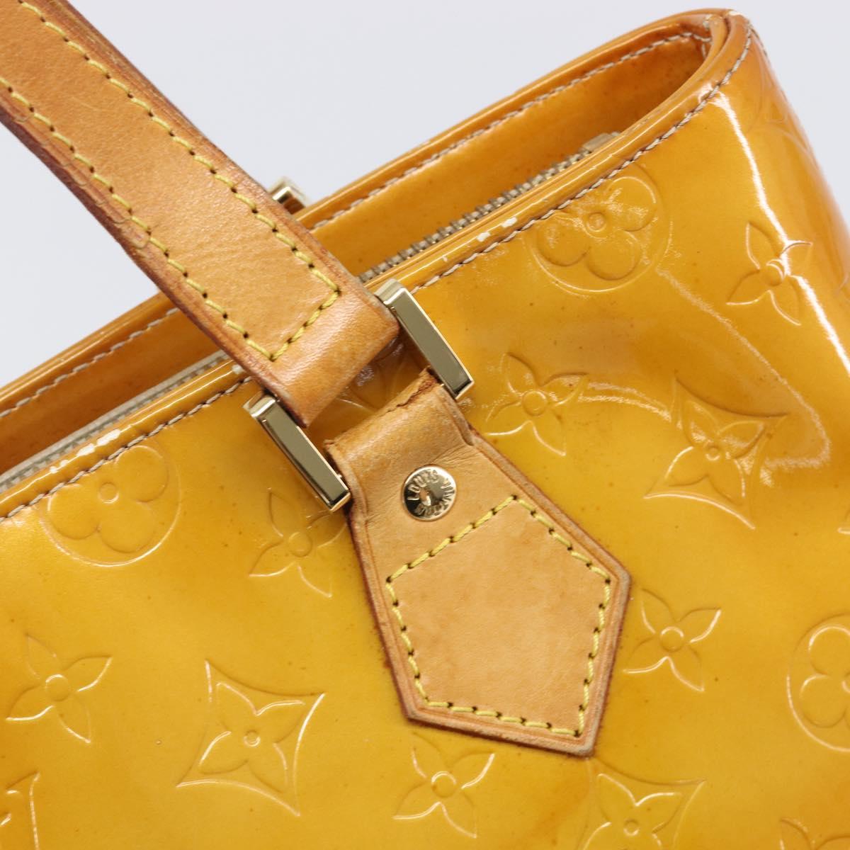LOUIS VUITTON Monogram Vernis Houston Hand Bag Beige M91004 LV Auth hk4032