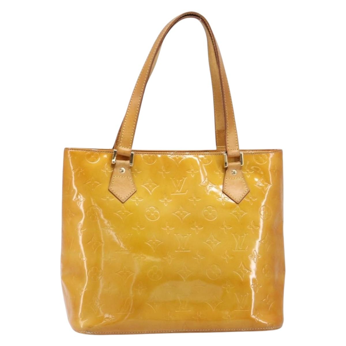 LOUIS VUITTON Monogram Vernis Houston Hand Bag Beige M91004 LV Auth hk4032