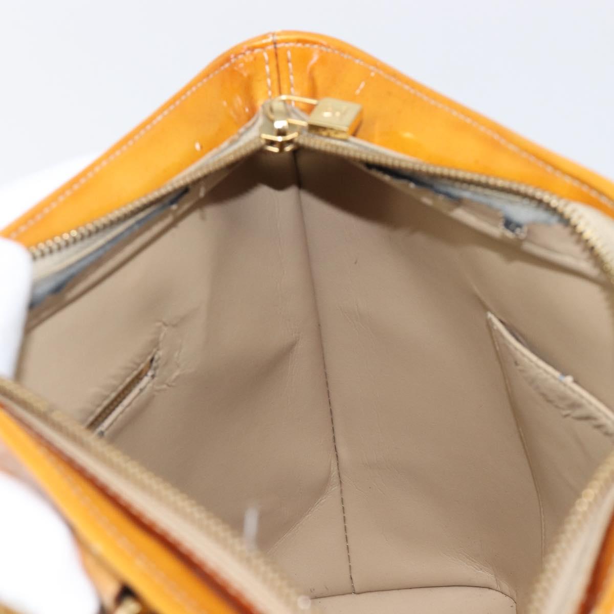 LOUIS VUITTON Monogram Vernis Houston Hand Bag Beige M91004 LV Auth hk4032