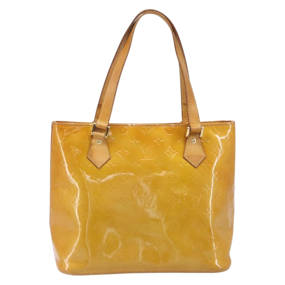 LOUIS VUITTON Monogram Vernis Houston Hand Bag Beige M91004 LV Auth hk4032