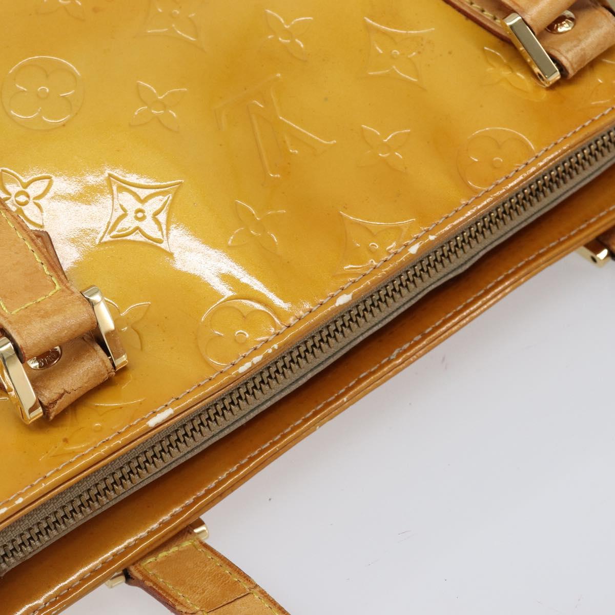LOUIS VUITTON Monogram Vernis Houston Hand Bag Beige M91004 LV Auth hk4032
