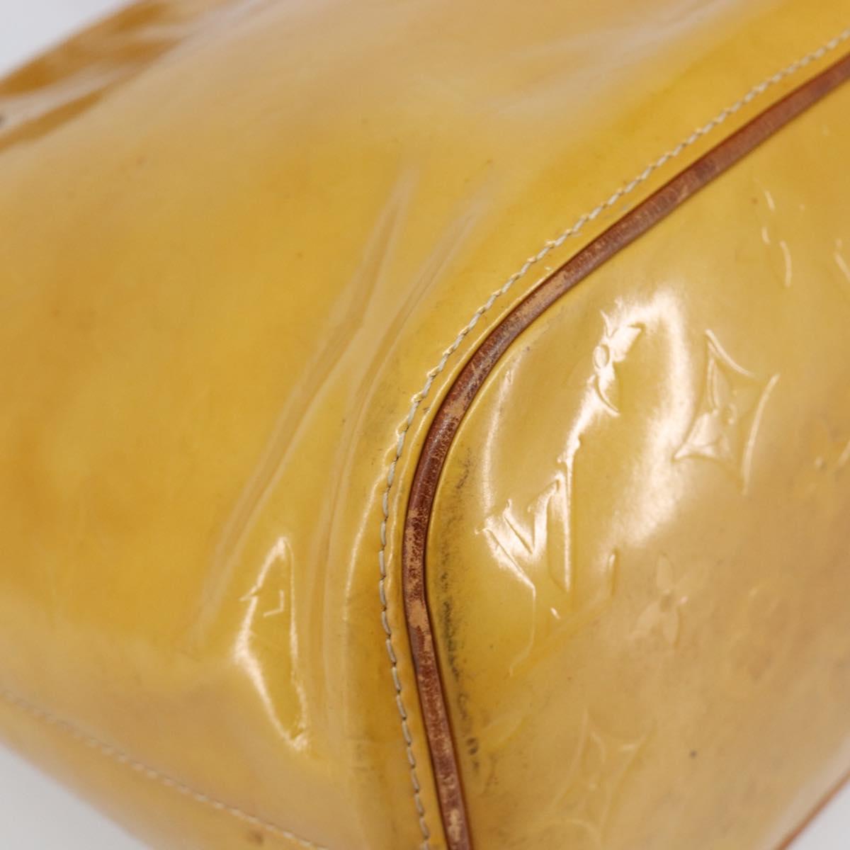 LOUIS VUITTON Monogram Vernis Houston Hand Bag Beige M91004 LV Auth hk4033