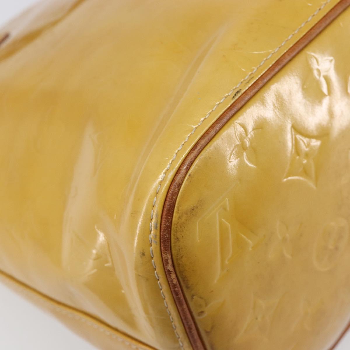 LOUIS VUITTON Monogram Vernis Houston Hand Bag Beige M91004 LV Auth hk4033