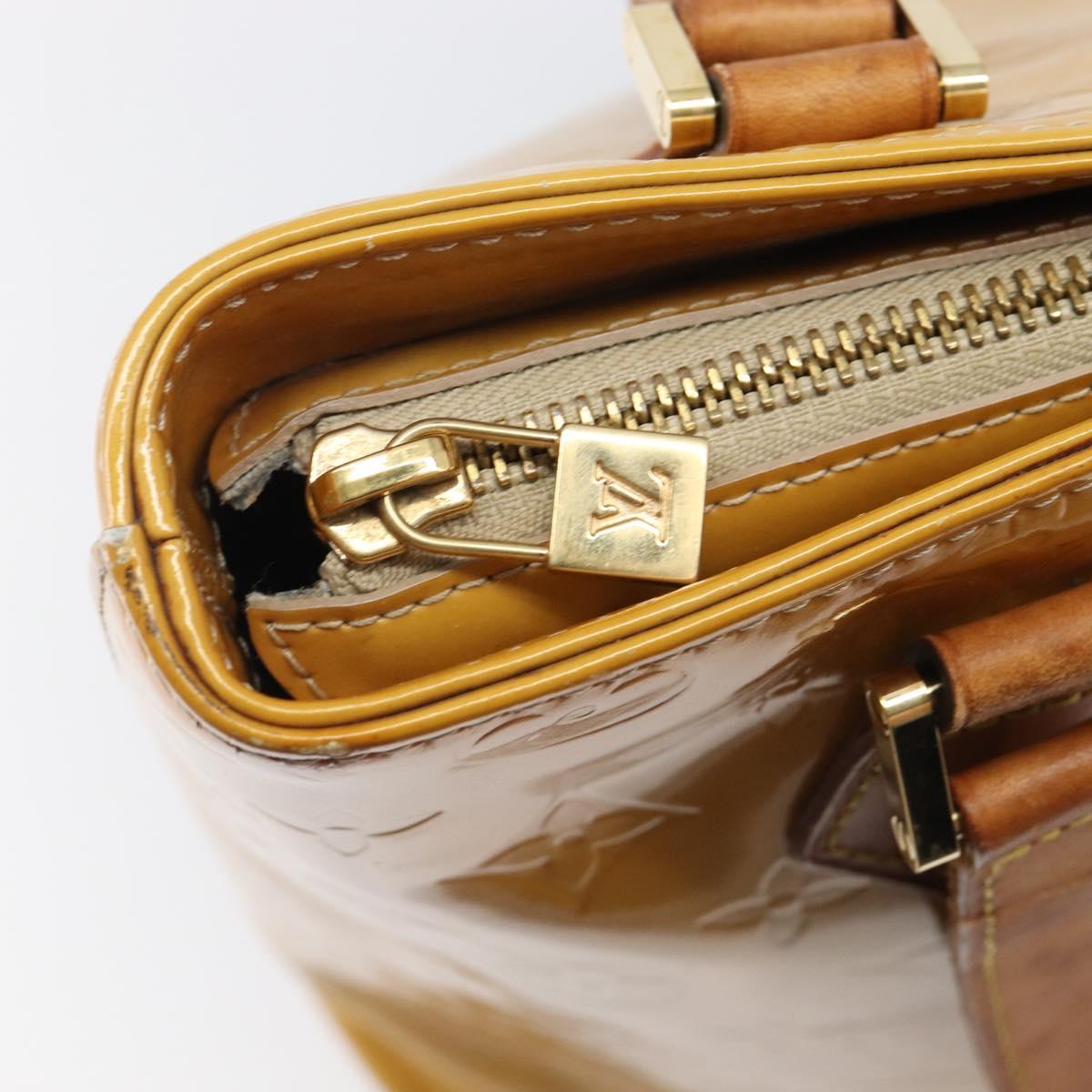 LOUIS VUITTON Monogram Vernis Houston Hand Bag Beige M91004 LV Auth hk4033