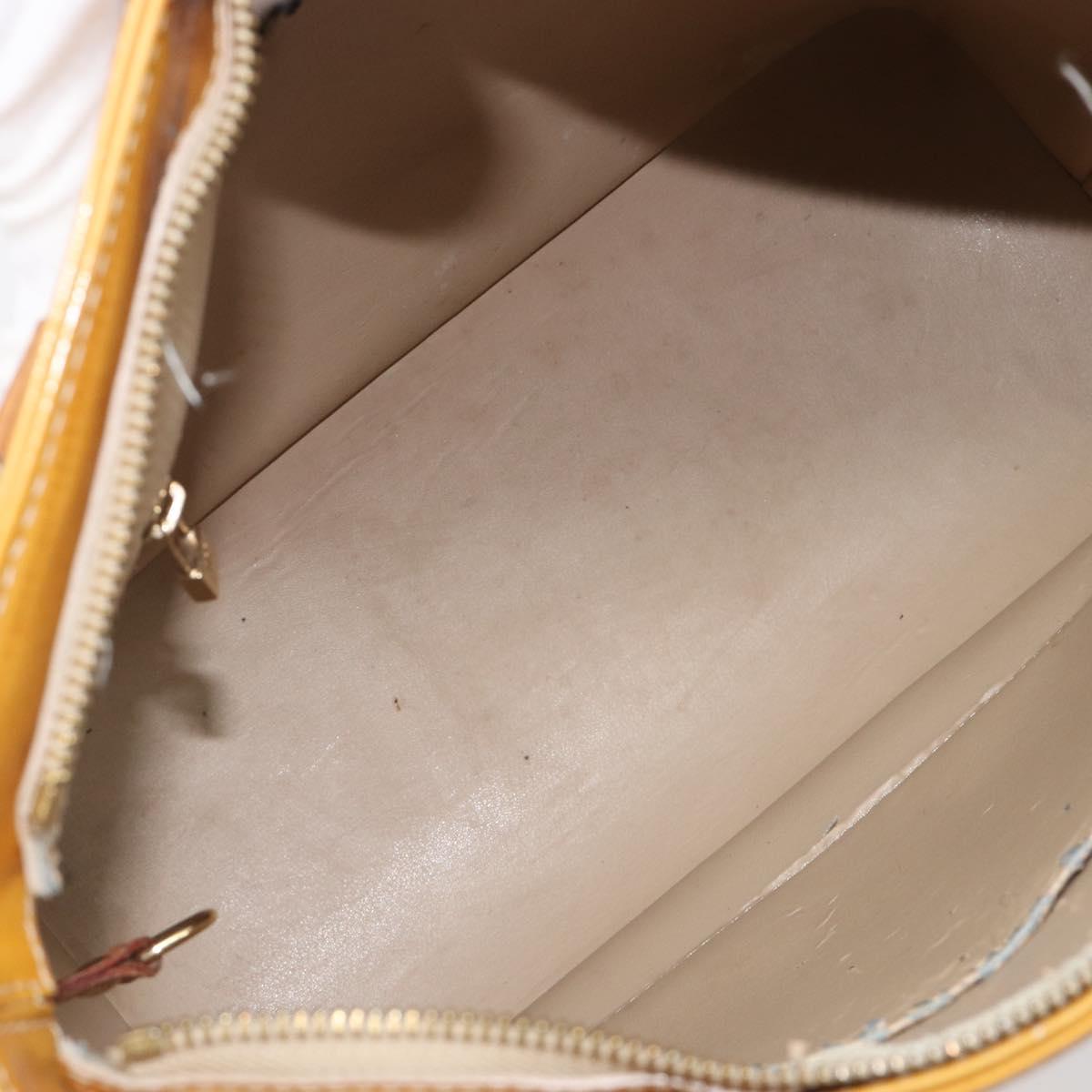 LOUIS VUITTON Monogram Vernis Houston Hand Bag Beige M91004 LV Auth hk4033