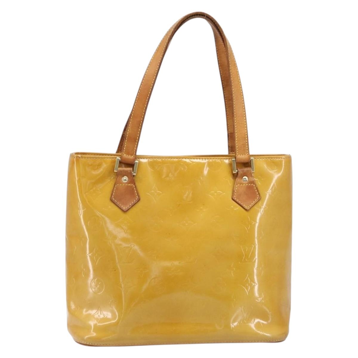 LOUIS VUITTON Monogram Vernis Houston Hand Bag Beige M91004 LV Auth hk4033