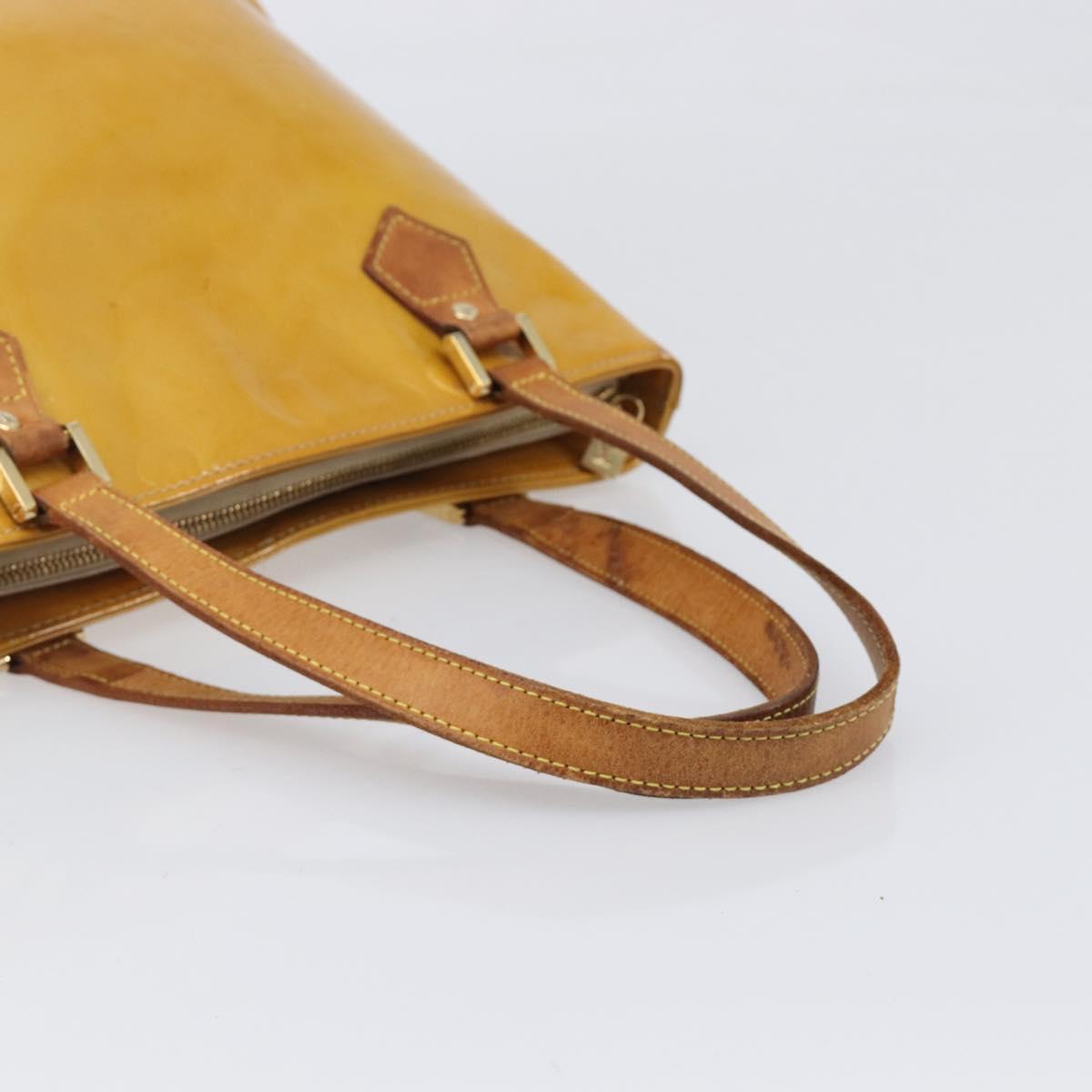 LOUIS VUITTON Monogram Vernis Houston Hand Bag Beige M91004 LV Auth hk4033