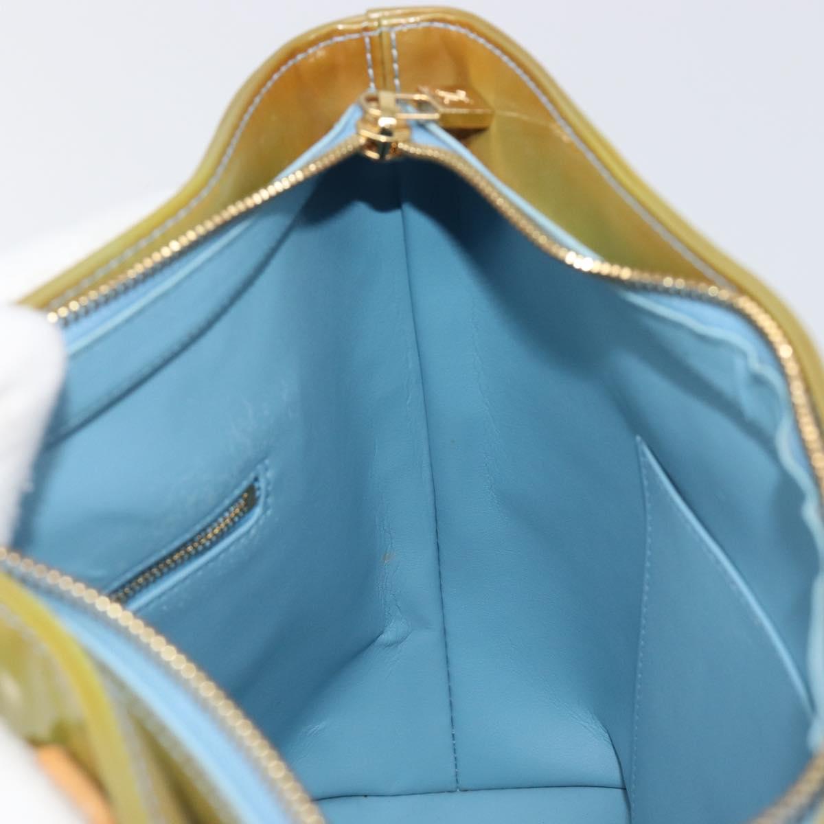 LOUIS VUITTON Monogram Vernis Houston Hand Bag Baby Blue M91005 LV Auth hk4034
