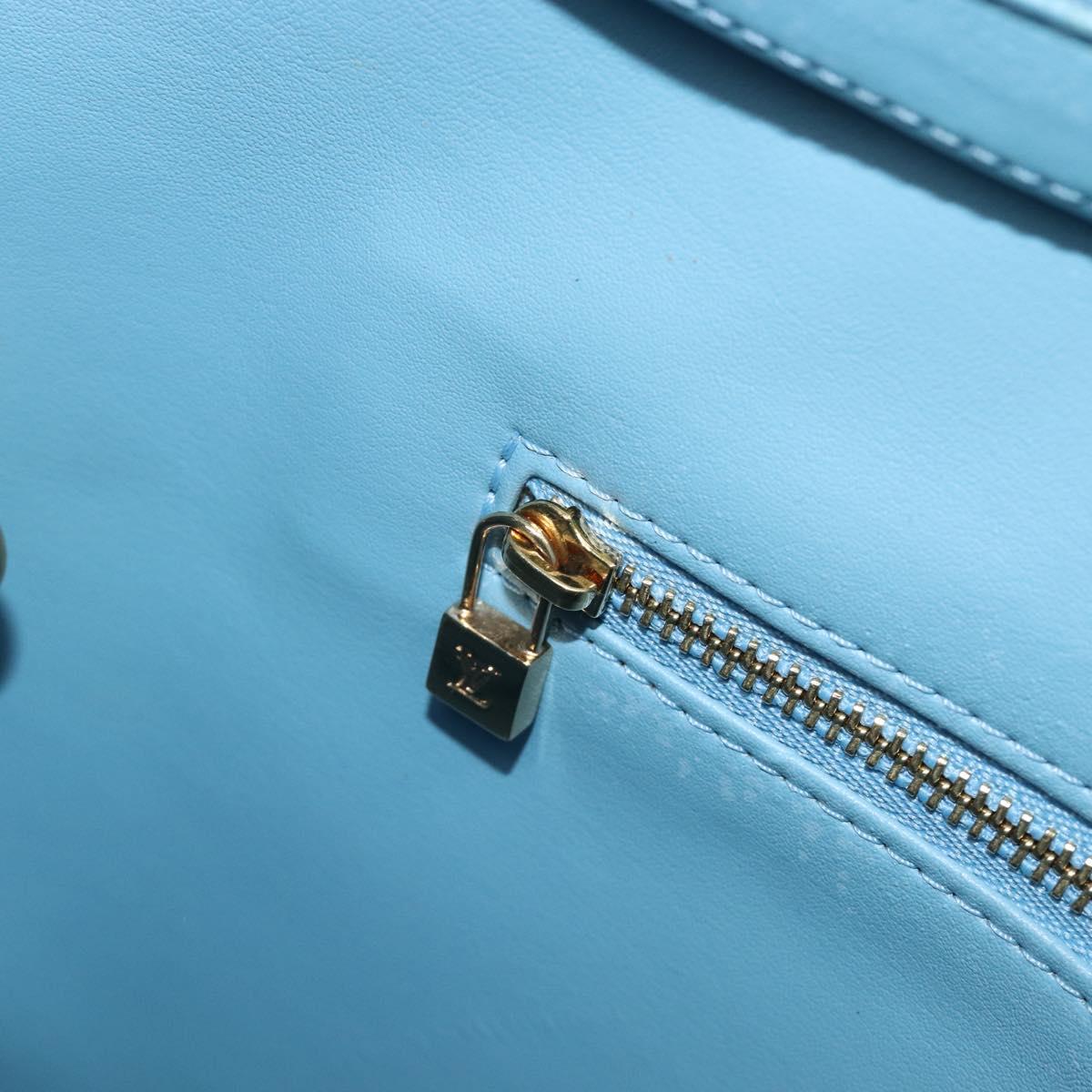 LOUIS VUITTON Monogram Vernis Houston Hand Bag Baby Blue M91005 LV Auth hk4034