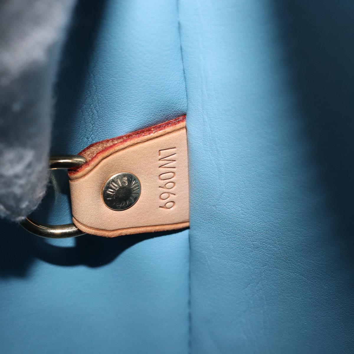 LOUIS VUITTON Monogram Vernis Houston Hand Bag Baby Blue M91005 LV Auth hk4034