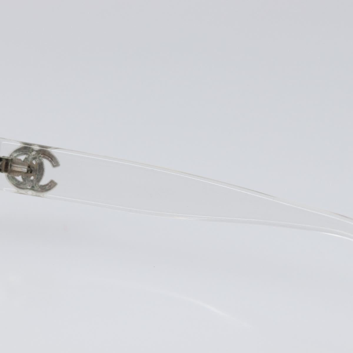 CHANEL Sunglasses Plastic Silver CC Auth hk4035