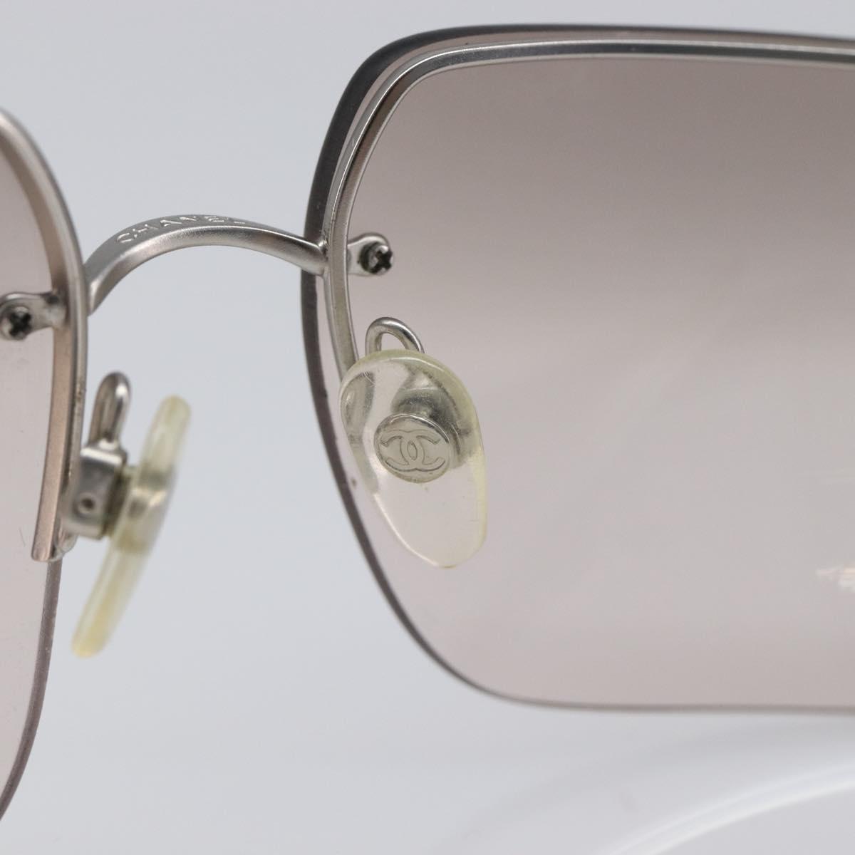 CHANEL Sunglasses Plastic Silver CC Auth hk4035