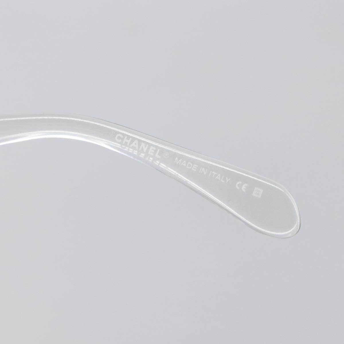 CHANEL Sunglasses Plastic Silver CC Auth hk4035