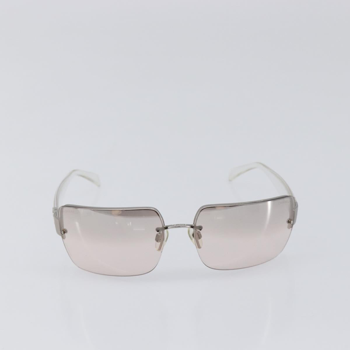 CHANEL Sunglasses Plastic Silver CC Auth hk4035