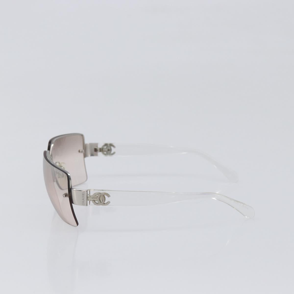 CHANEL Sunglasses Plastic Silver CC Auth hk4035