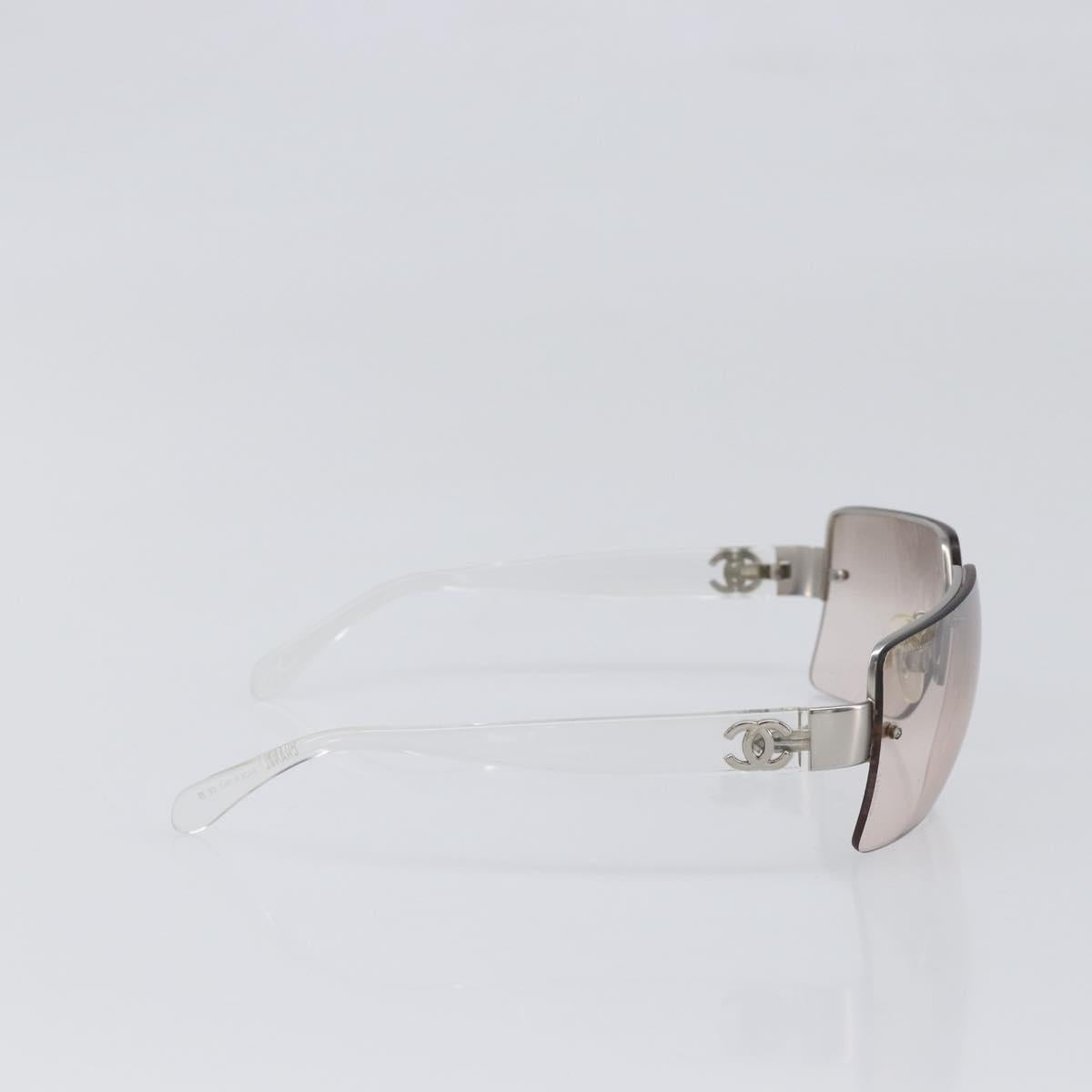CHANEL Sunglasses Plastic Silver CC Auth hk4035