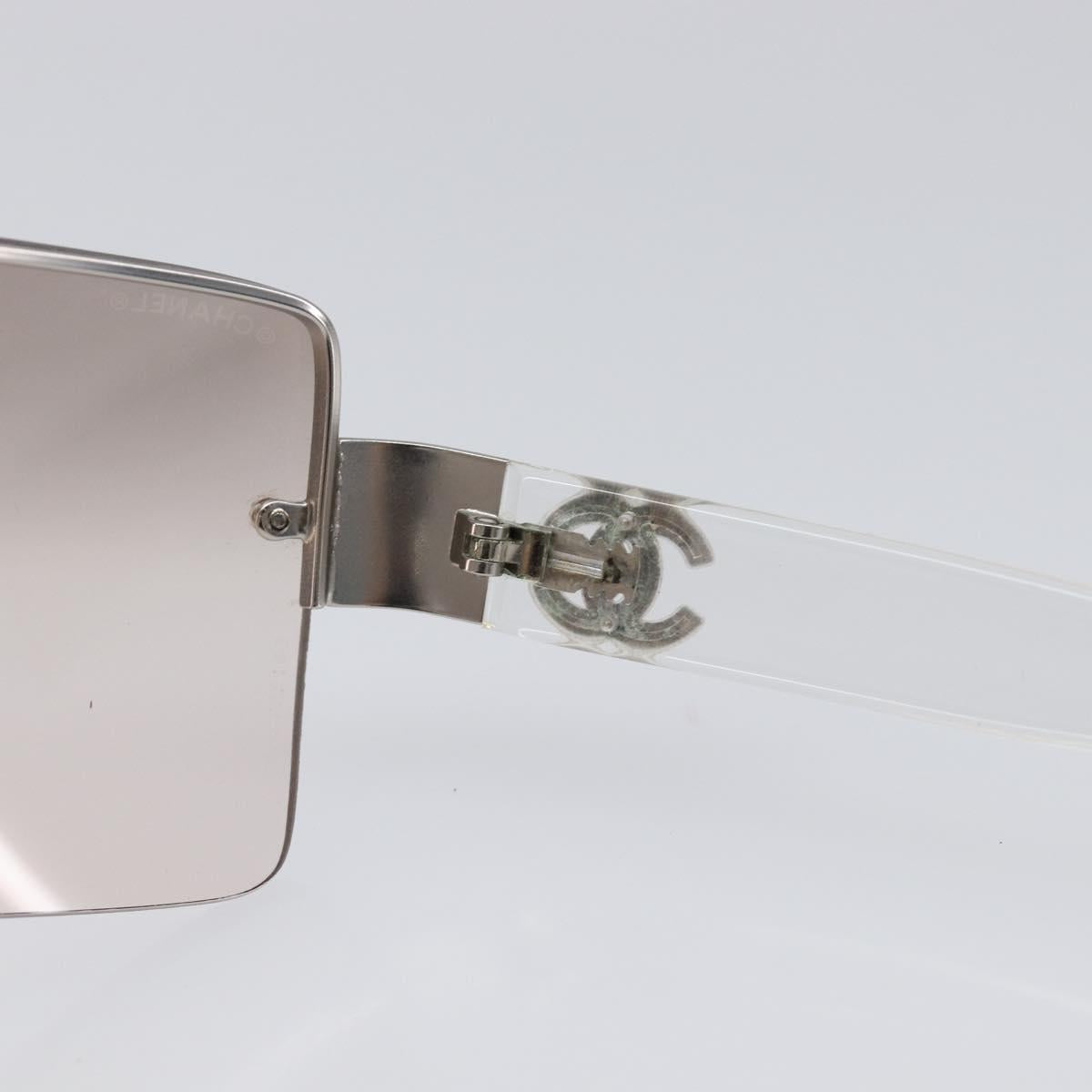 CHANEL Sunglasses Plastic Silver CC Auth hk4035