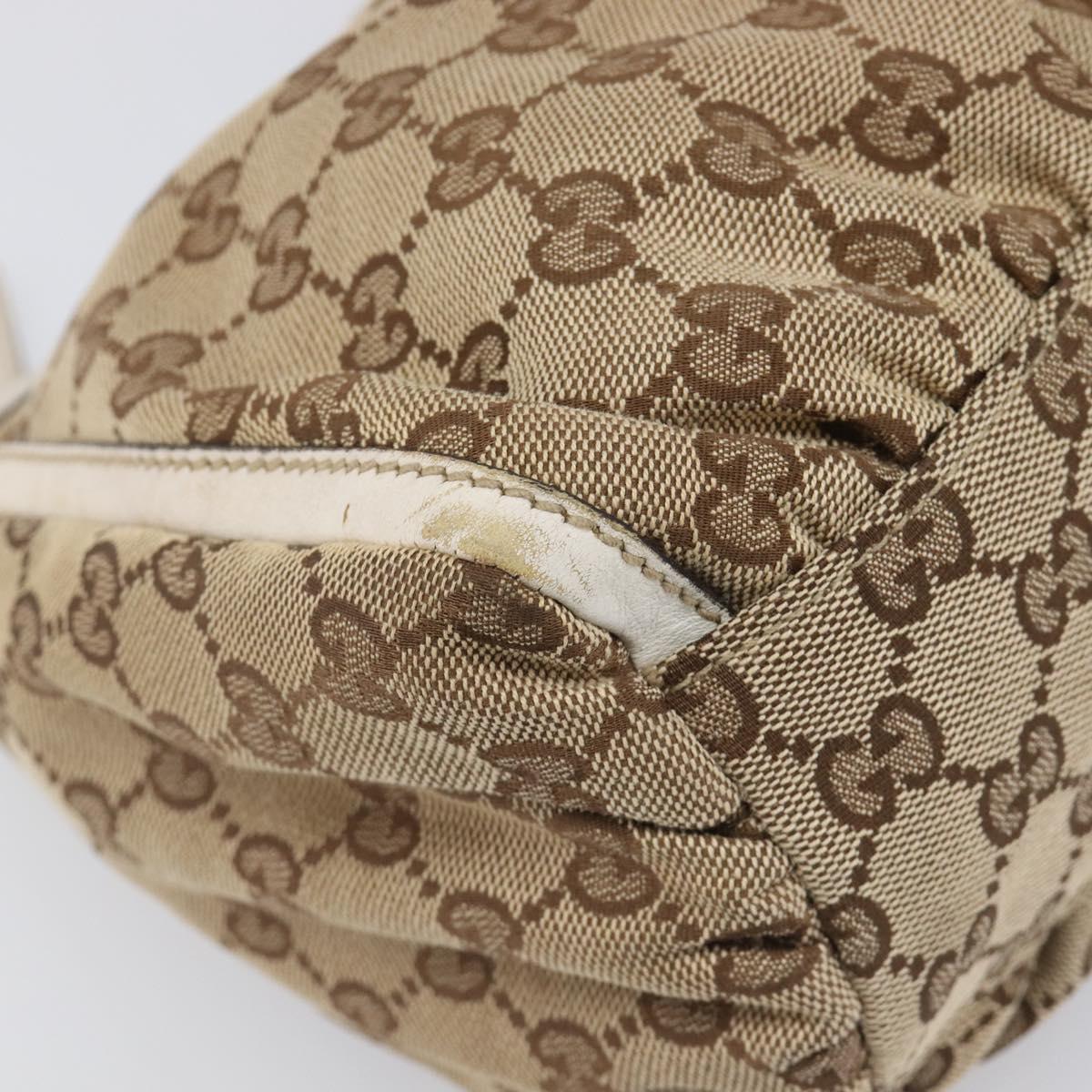 GUCCI GG Canvas Abbey Shoulder Bag Beige Gold 190525 Auth hk4036
