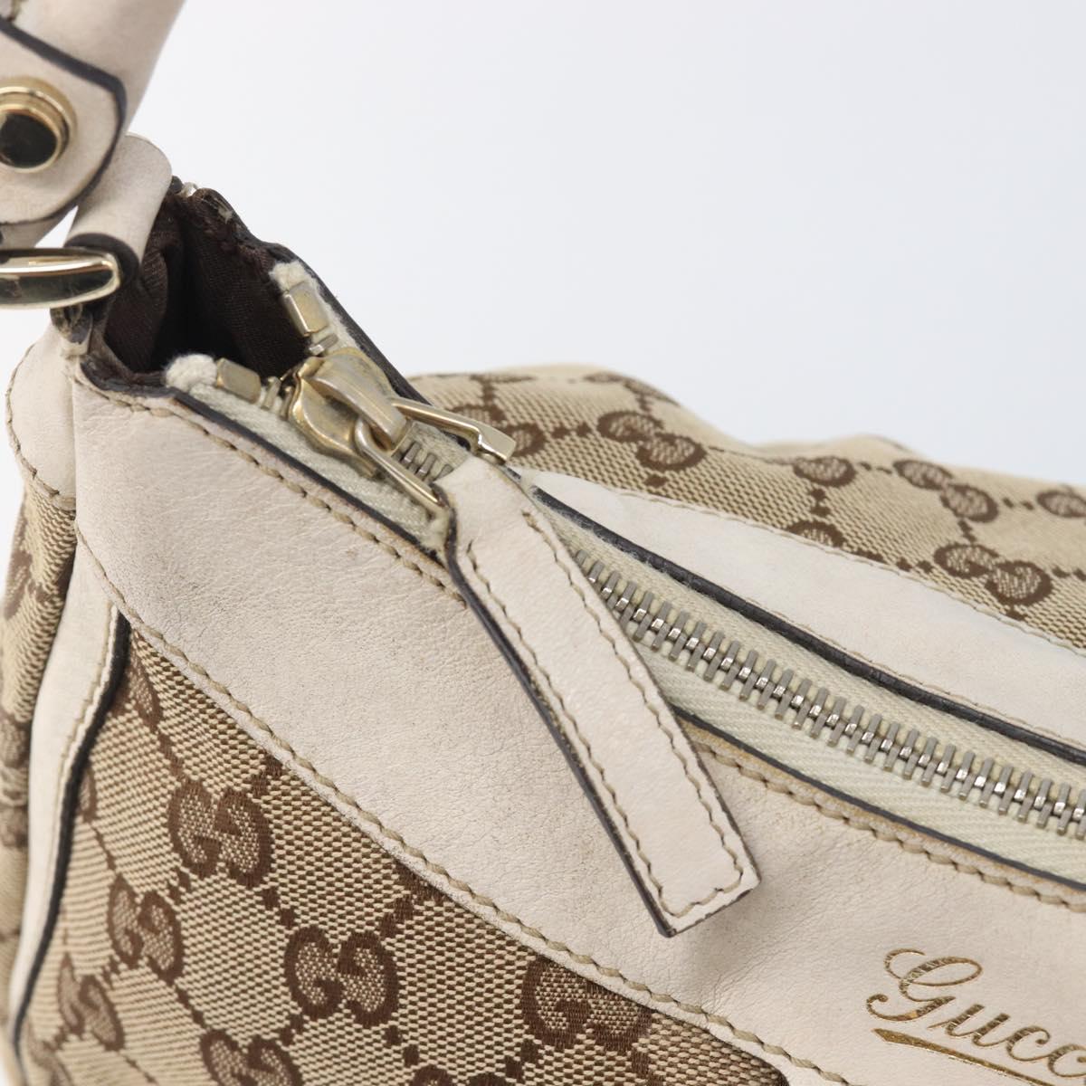 GUCCI GG Canvas Abbey Shoulder Bag Beige Gold 190525 Auth hk4036