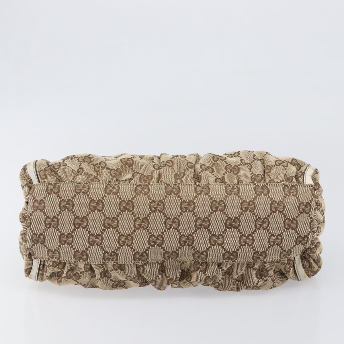 GUCCI GG Canvas Abbey Shoulder Bag Beige Gold 190525 Auth hk4036