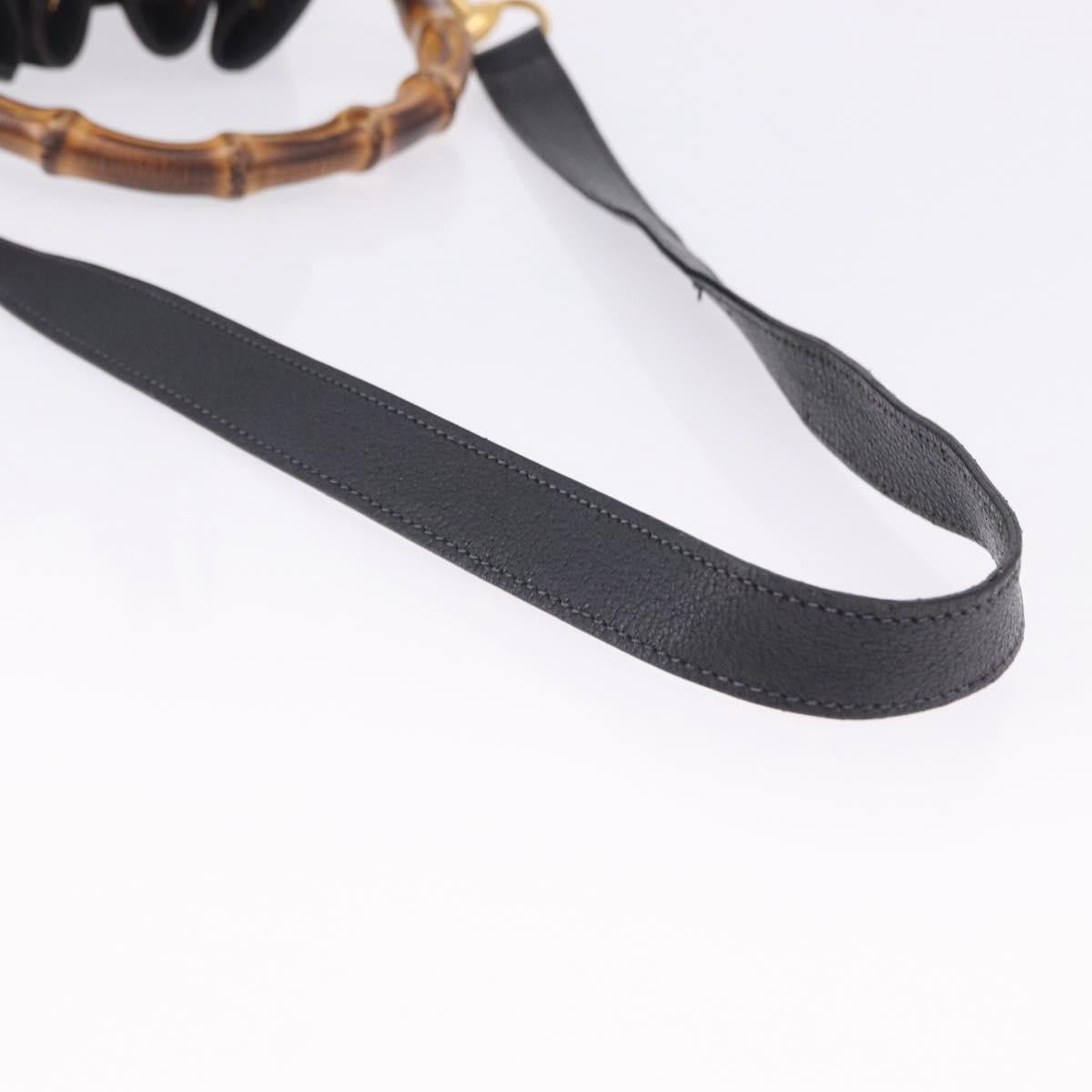 GUCCI Bamboo Shoulder Bag Suede 2way Black Gold 001 2865 1657 Auth hk4037
