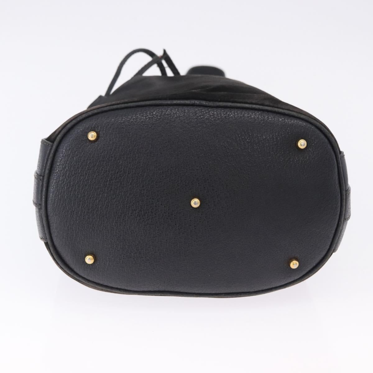 GUCCI Bamboo Shoulder Bag Suede 2way Black Gold 001 2865 1657 Auth hk4037