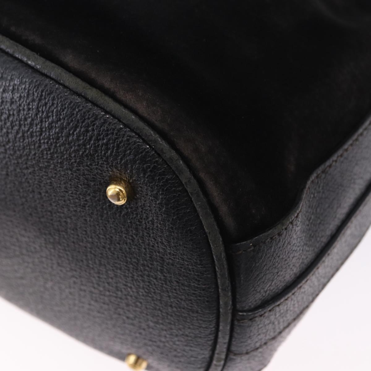 GUCCI Bamboo Shoulder Bag Suede 2way Black Gold 001 2865 1657 Auth hk4037