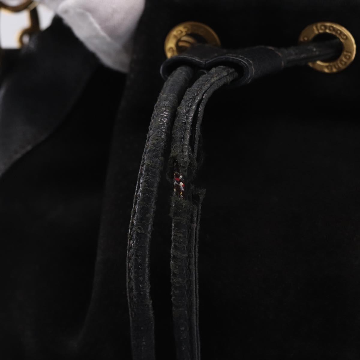 GUCCI Bamboo Shoulder Bag Suede 2way Black Gold 001 2865 1657 Auth hk4037