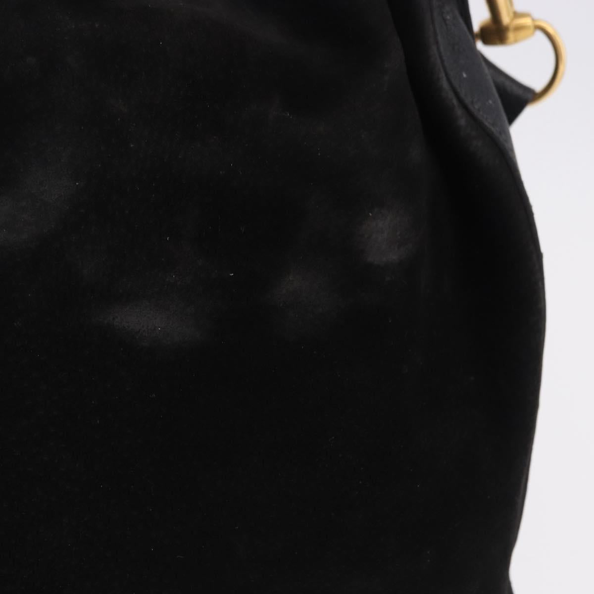 GUCCI Bamboo Shoulder Bag Suede 2way Black Gold 001 2865 1657 Auth hk4037