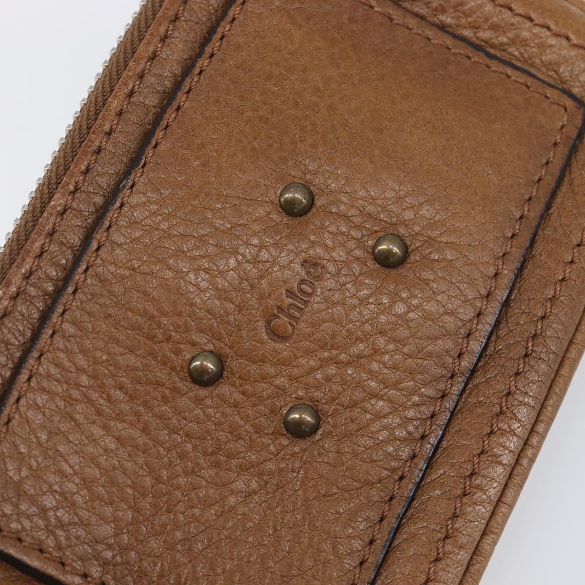 Chloe Paddington Coin Purse Leather Brown Silver Gold Auth hk4038