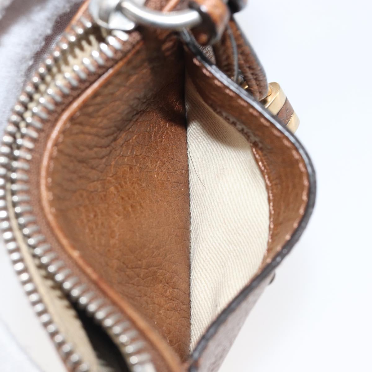 Chloe Paddington Coin Purse Leather Brown Silver Gold Auth hk4038