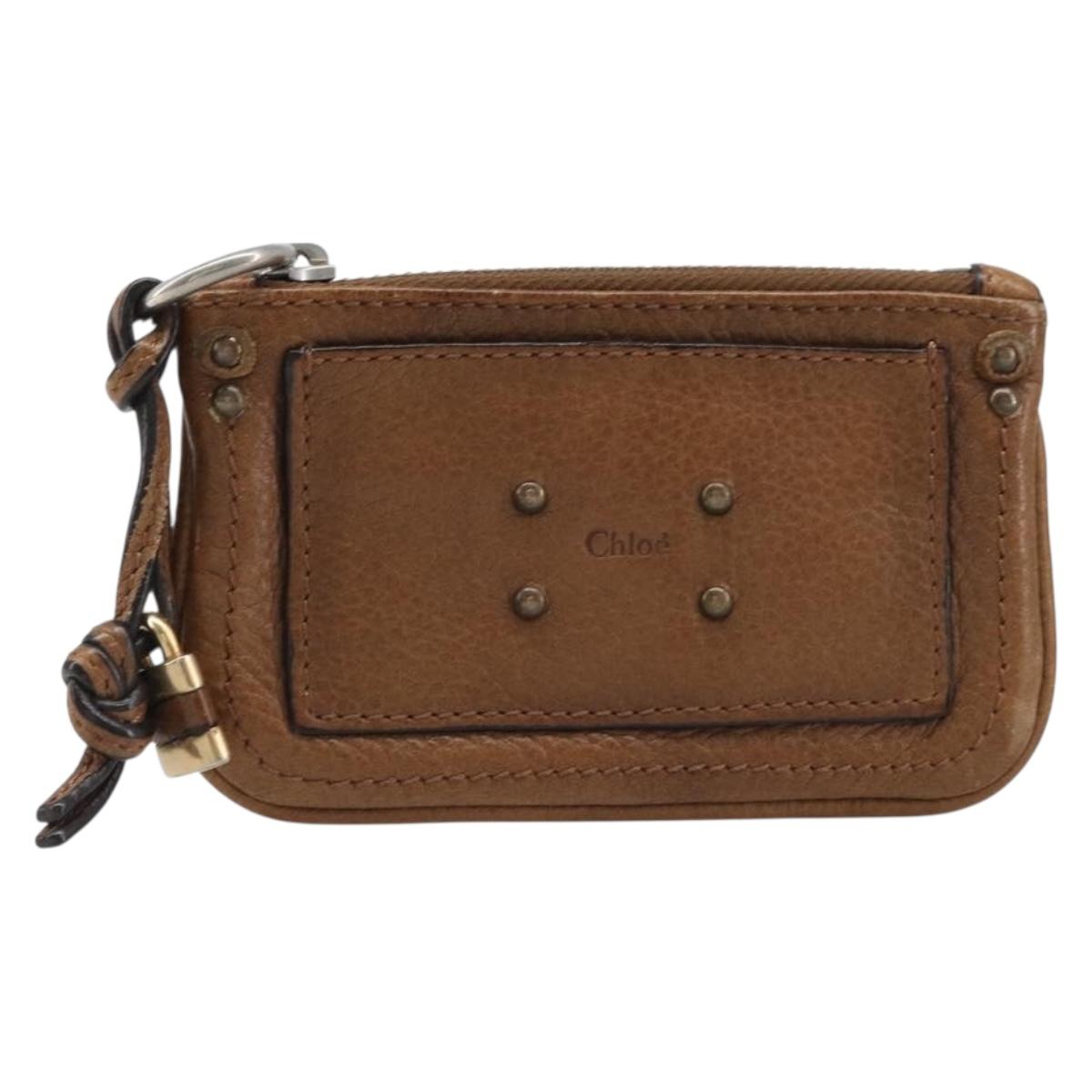 Chloe Paddington Coin Purse Leather Brown Silver Gold Auth hk4038