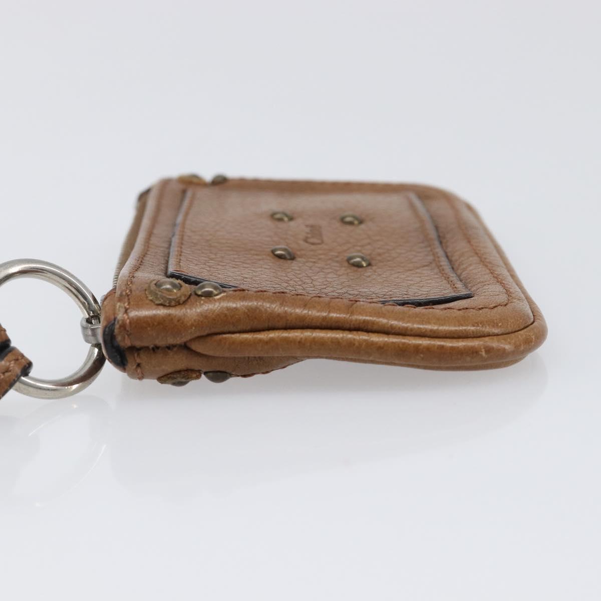 Chloe Paddington Coin Purse Leather Brown Silver Gold Auth hk4038