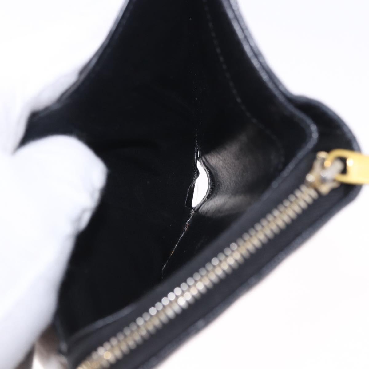 SAINT LAURENT Bifold Wallet Leather Black Gold Auth hk4039