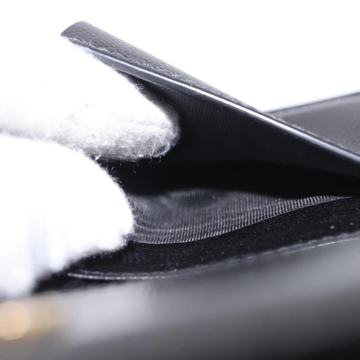 SAINT LAURENT Bifold Wallet Leather Black Gold Auth hk4039
