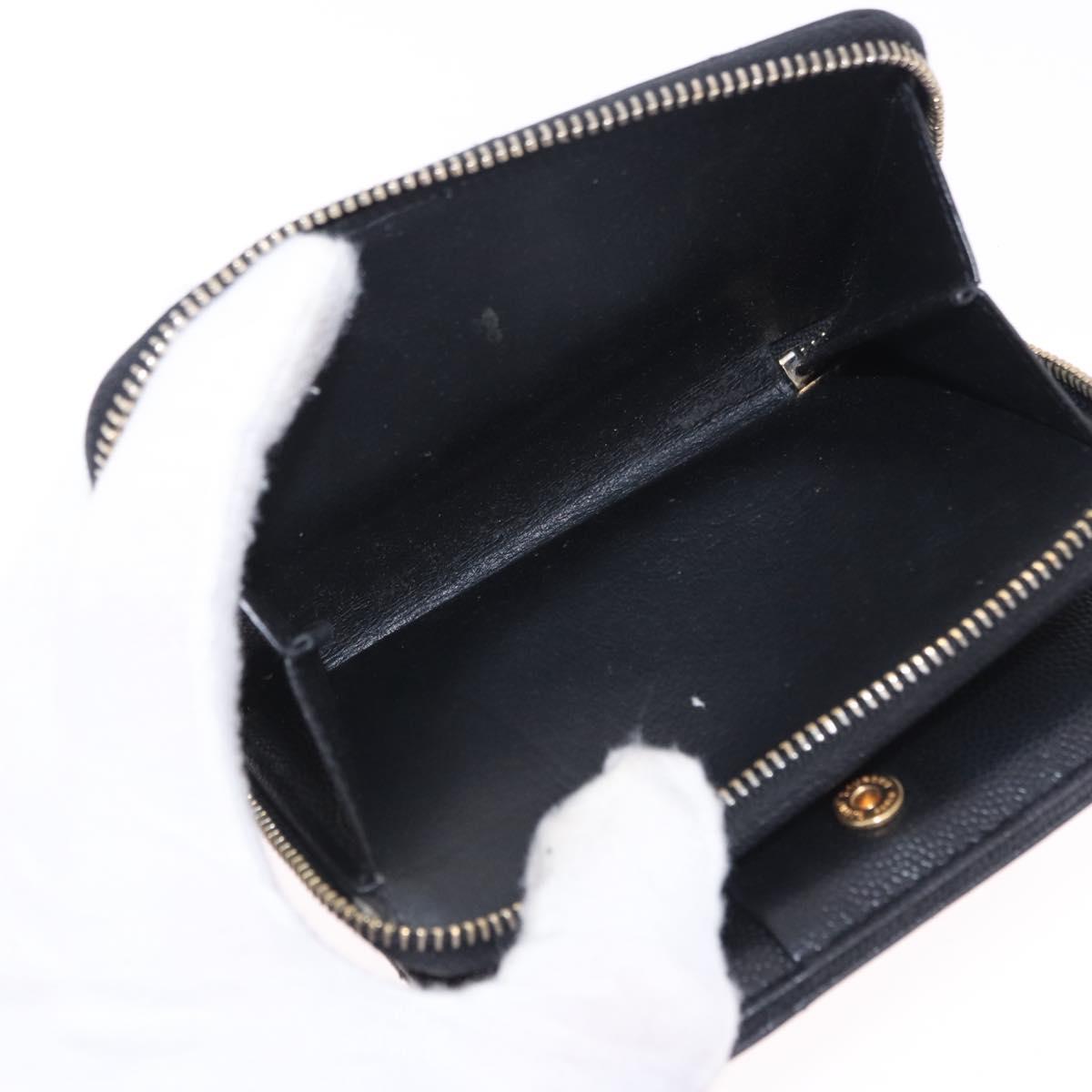 SAINT LAURENT Bifold Wallet Leather Black Gold Auth hk4039