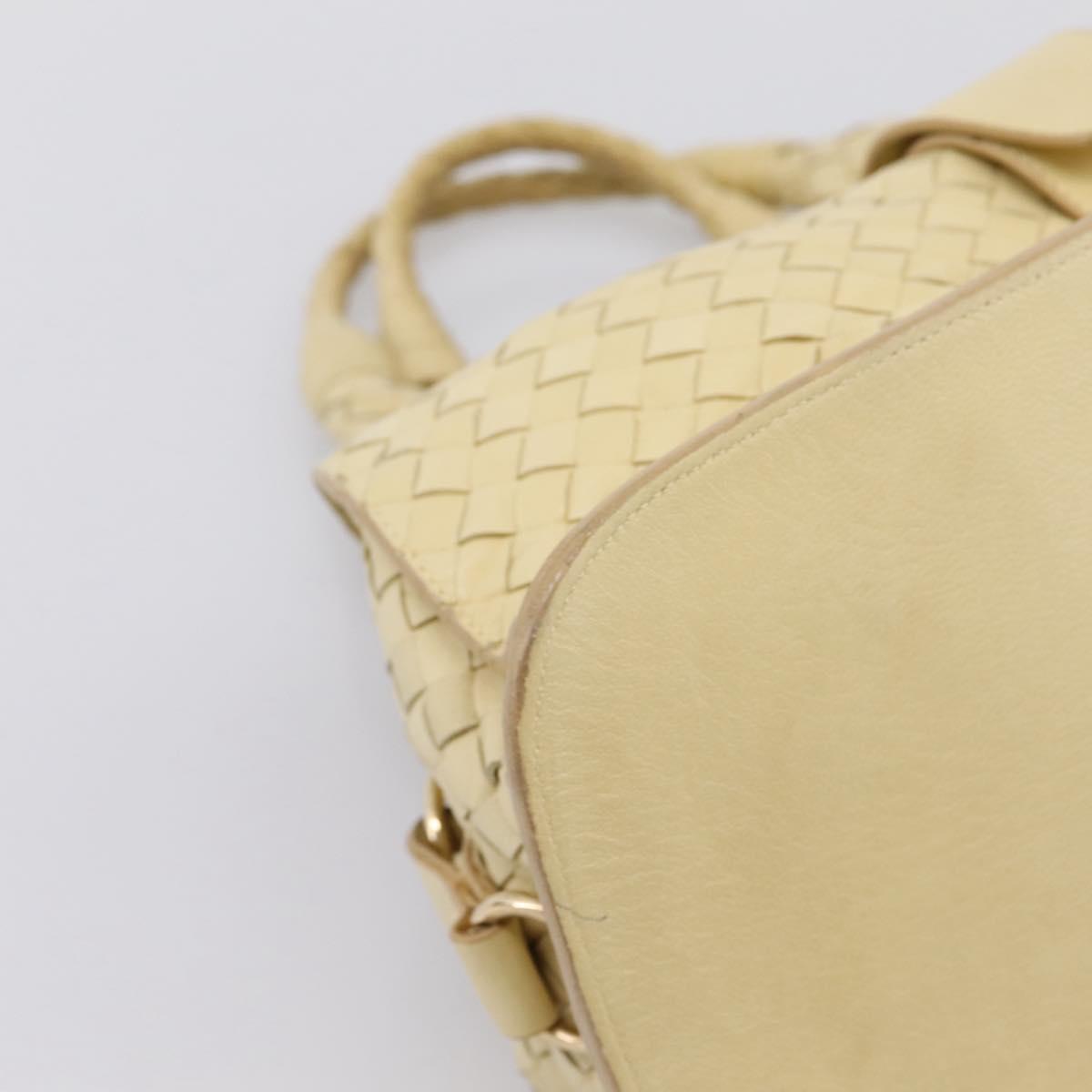 BOTTEGAVENETA INTRECCIATO Campana Small Hand Bag Leather Ivory Gold Auth hk4040A