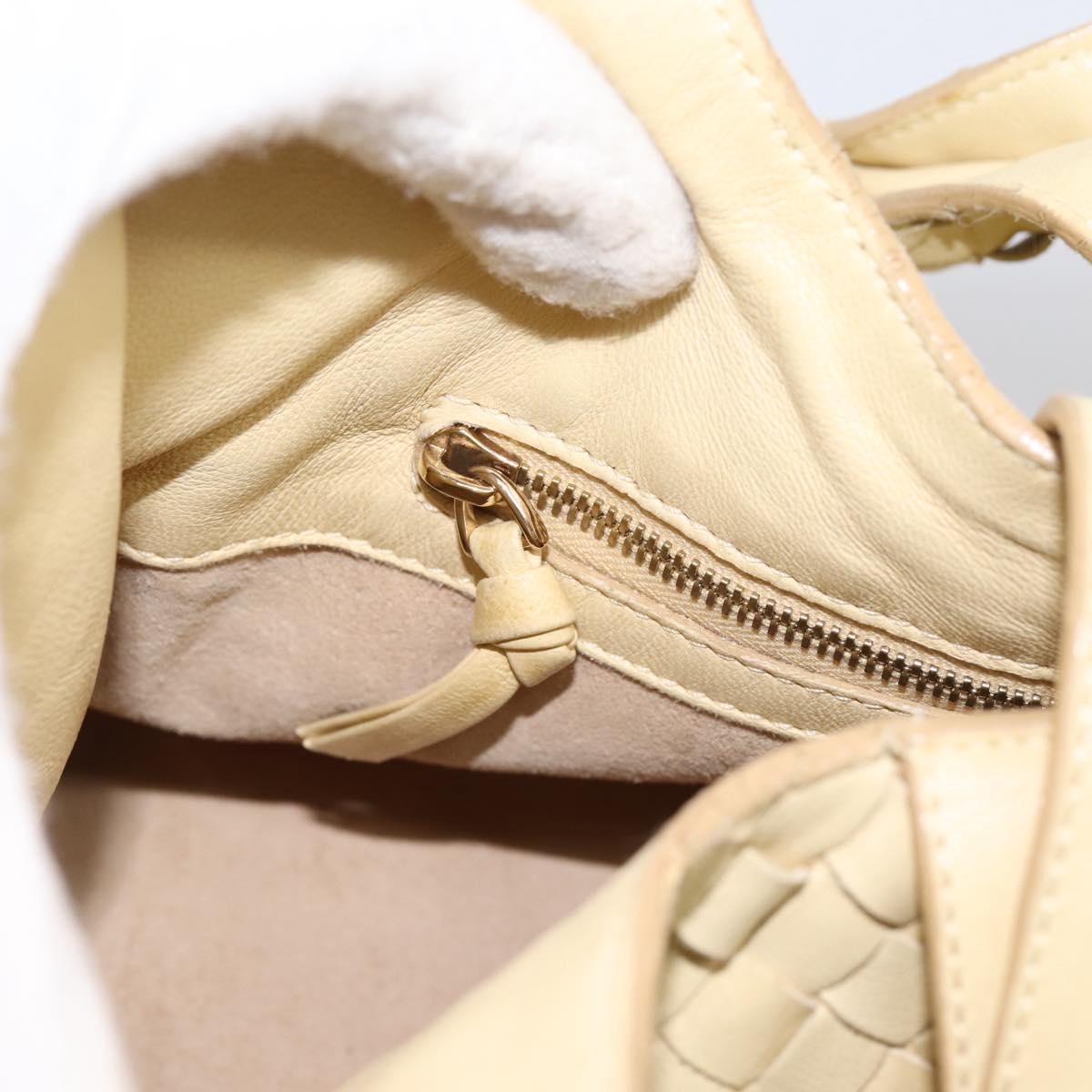BOTTEGAVENETA INTRECCIATO Campana Small Hand Bag Leather Ivory Gold Auth hk4040A