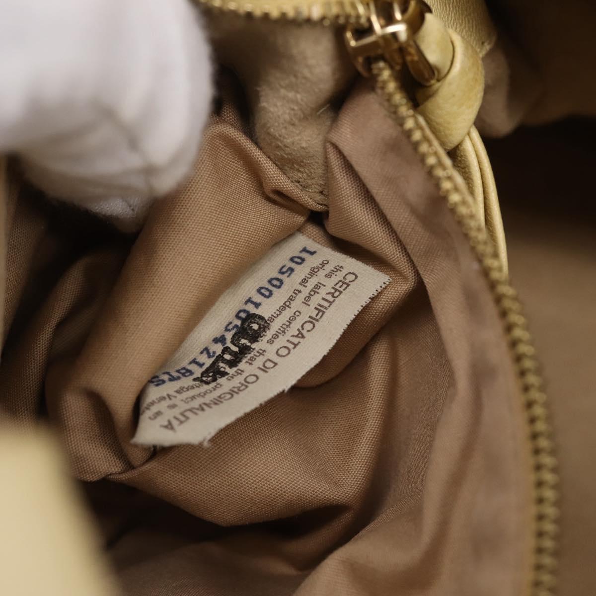 BOTTEGAVENETA INTRECCIATO Campana Small Hand Bag Leather Ivory Gold Auth hk4040A