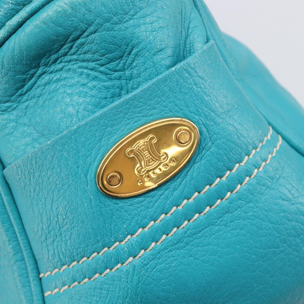 CELINE Boogie Bag Leather Light Blue Gold Auth hk4041