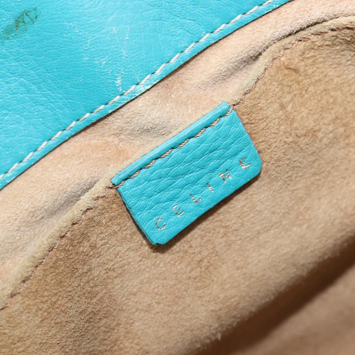 CELINE Boogie Bag Leather Light Blue Gold Auth hk4041