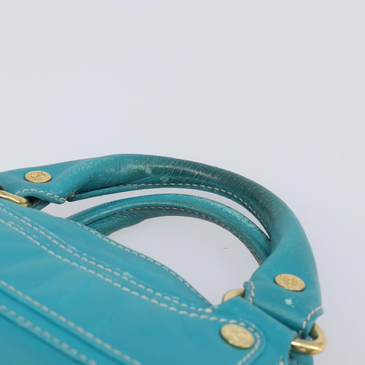 CELINE Boogie Bag Leather Light Blue Gold Auth hk4041